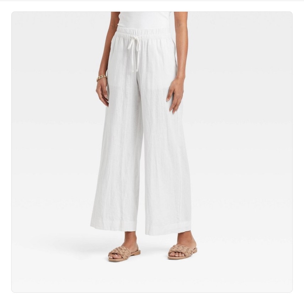COPY - - Target A New Day White High Rise Wide Leg Linen Pull-On Pants
